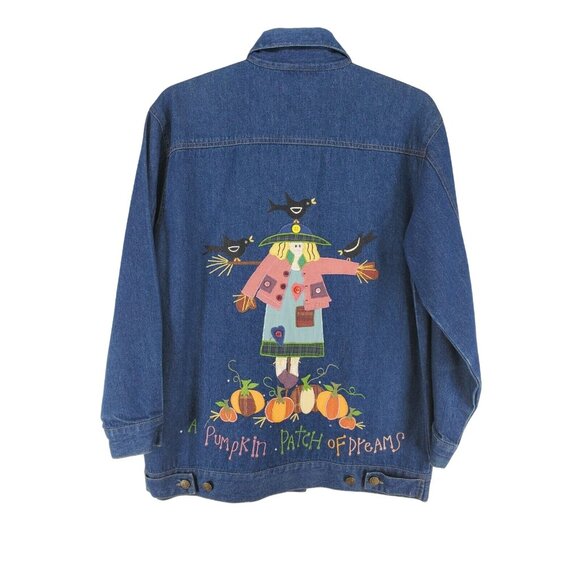 Quacker Factory Denim Jacket Women's Size Medium Autumn Embroidery - Picture 3 of 7